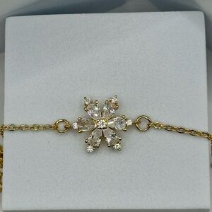18K Gold Plated Zircon Flower Bracelet Adjustable Chain